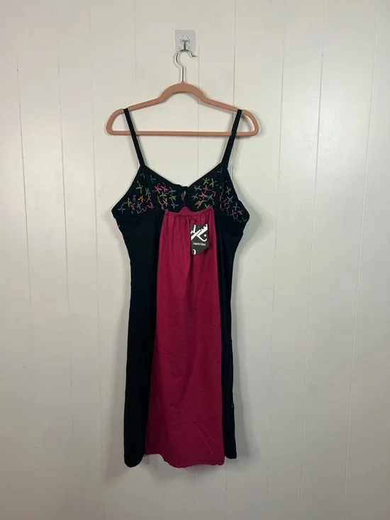 Leopards & Roses Red Sleeveless Midi Hippie Dress Pink Floral Boho Cotton 1X New - Picture 7 of 16